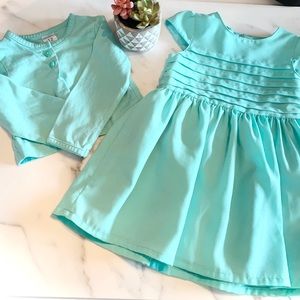 Carters mint green dress matching cardigan